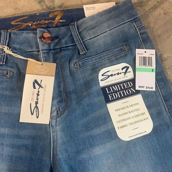 Seven7 Women's Divine Pull-on Wide Leg High Rise Jeans Pant Strata NWT - Picture 4 of 5